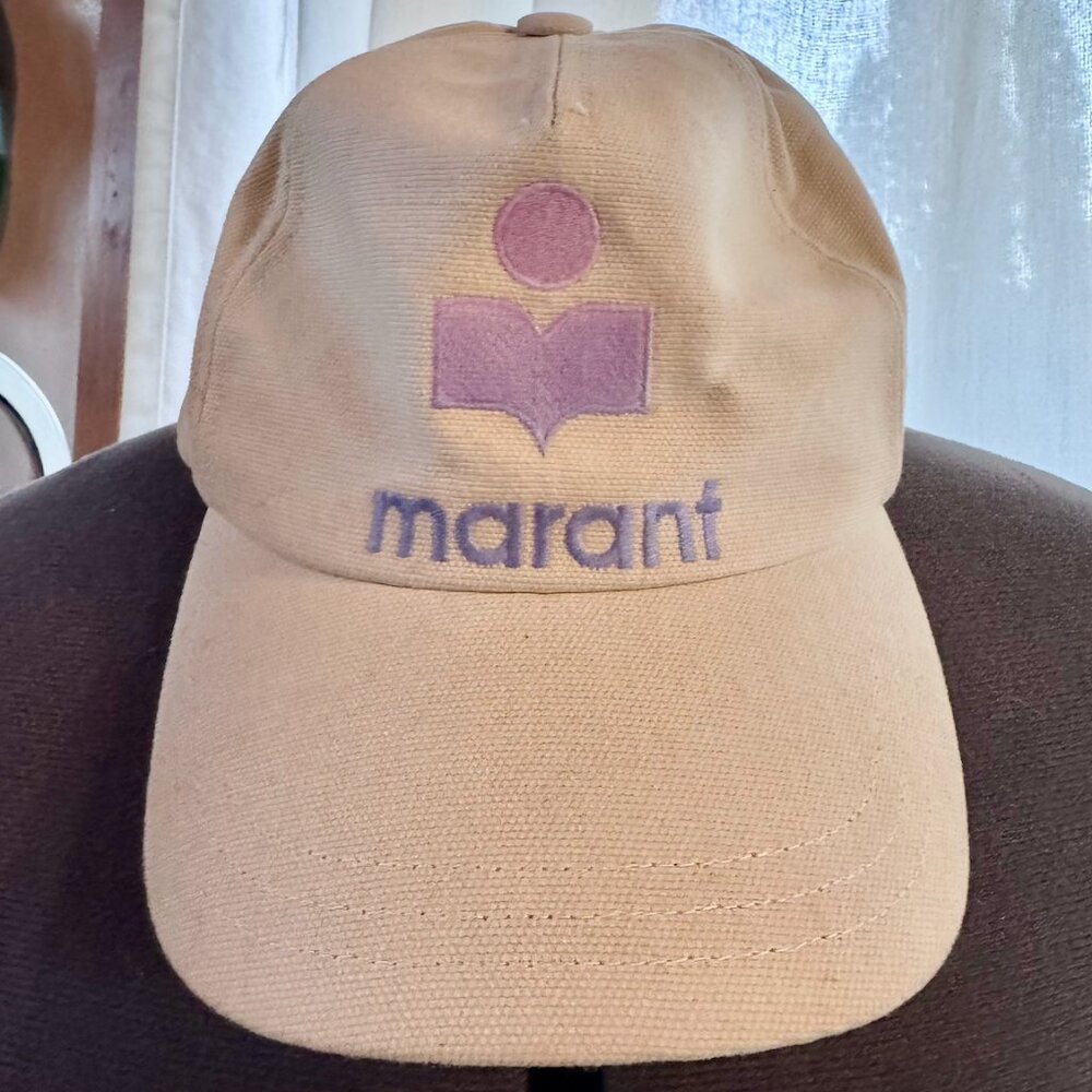 Isabel Marant Tyron beige Cap with purple iridescent logo